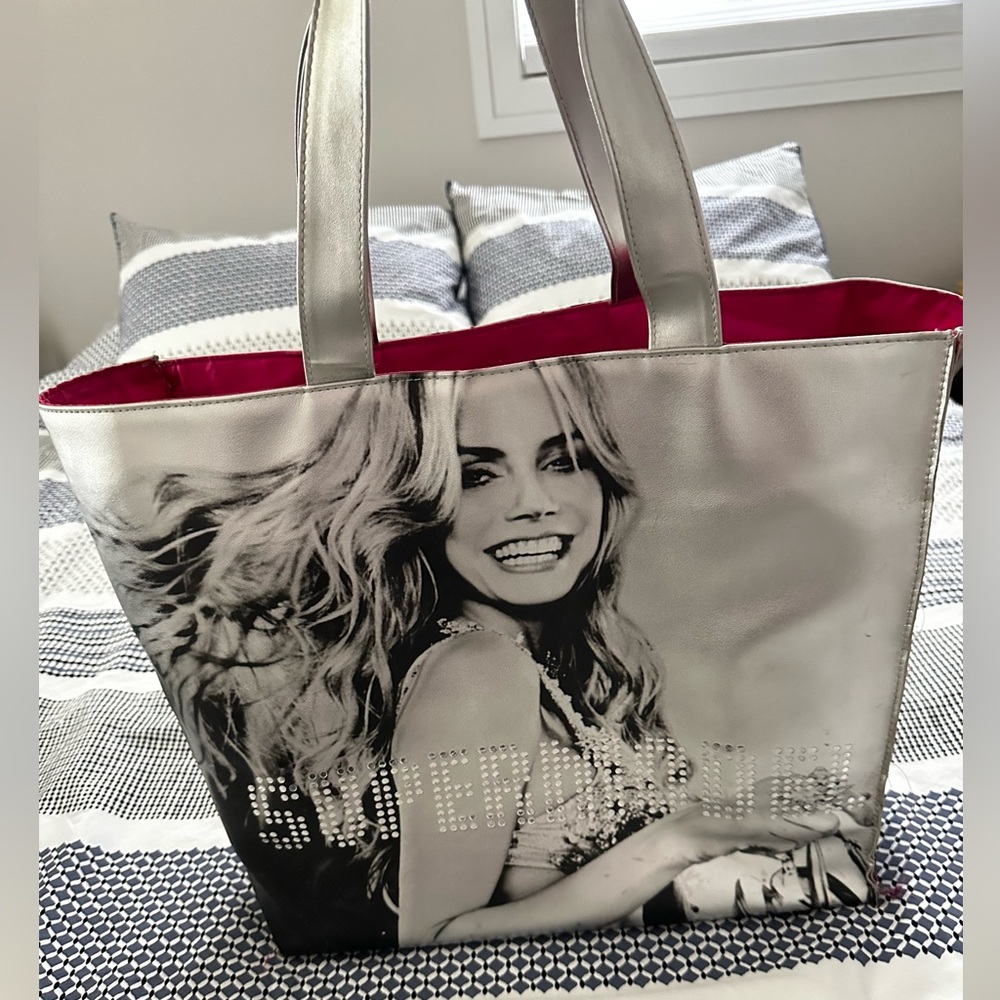Victoria’s Secret Heidi Klum Silver Tote Bag with Pink Interior